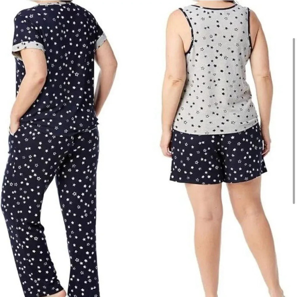 NWT Lucky Brand Women's 4 Piece Drawstring Pajama Set Blue Size XXL - Picture 3 of 6